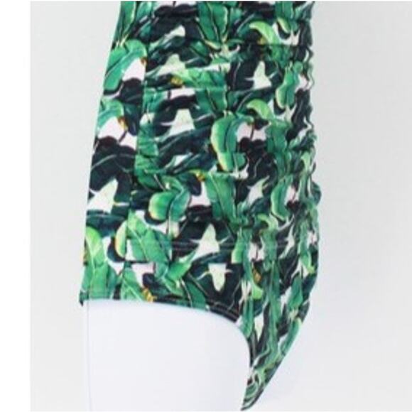 Swimsuit Vintage Style One Piece Halter with Green/Black Palm Print Size Small - Picture 6 of 9